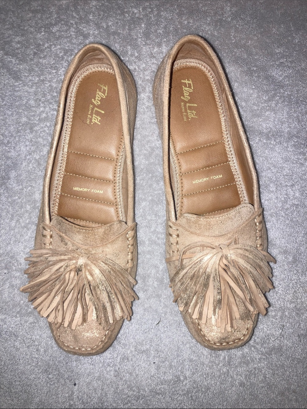 Women’s Tassel Suede Moccasins in Light Tan
